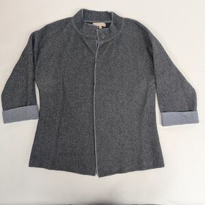 Benedetta B Gray Cashmere Merino Wool Blend Open Cardigan Sweater Large [76]